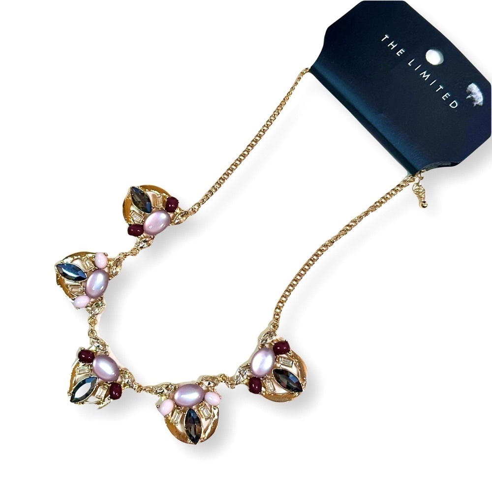 THE LIMITED | Glam Cranberry & Gold Bib Gemstone Necklace | NWT